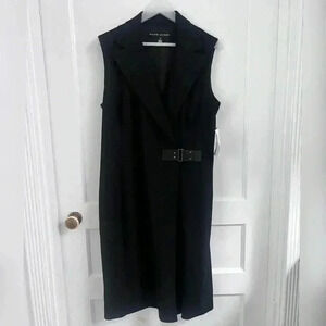 Ralph Lauren Black Label Black sleeveless vest wool dress with buckle NWT $898